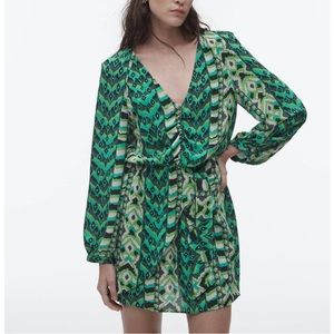 Zara NWT Ruched Geometric Mini Dress